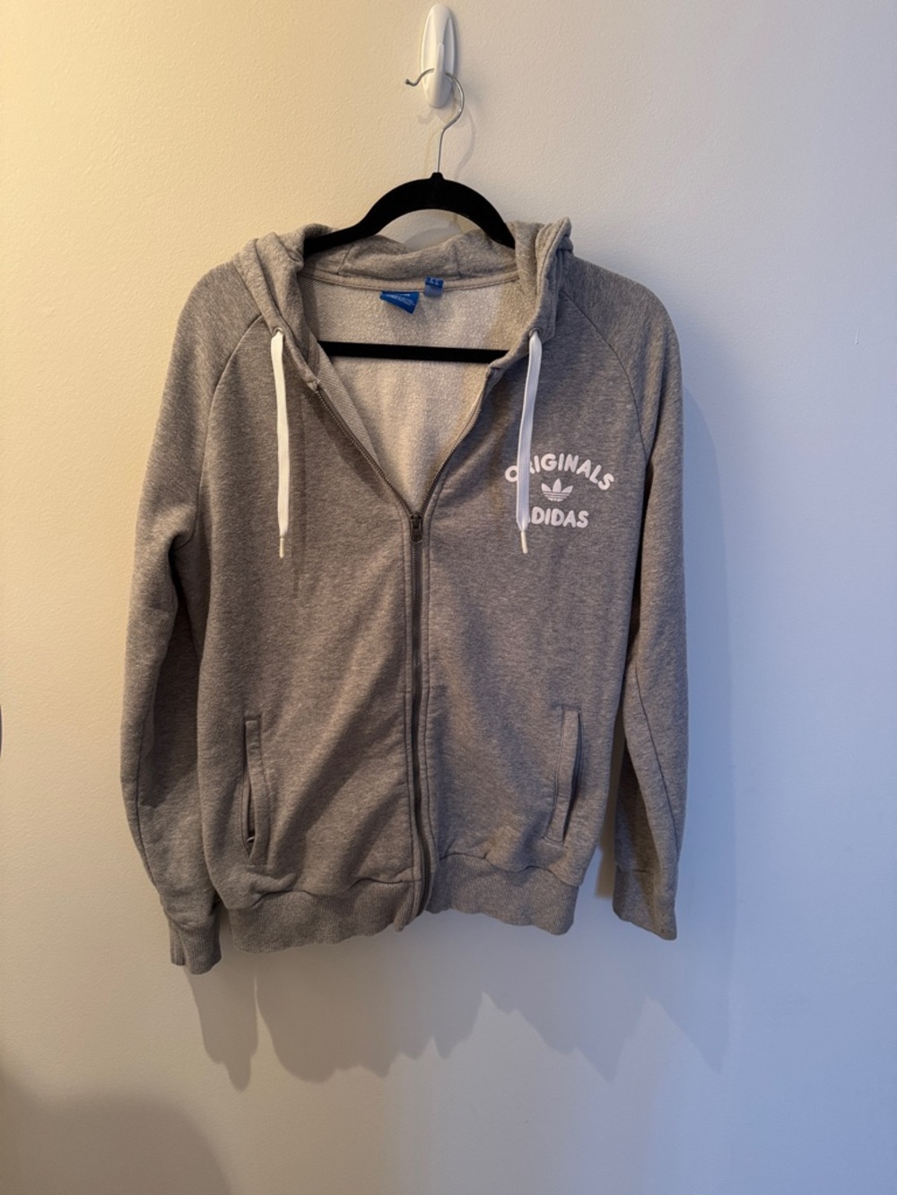 adidas Gray Hooded Zip Jacket with White Logo